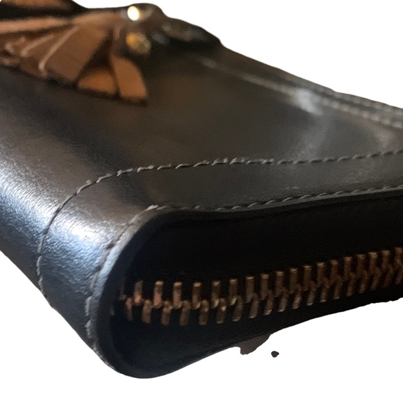 Chloe Vintage Eden Fringe Long Wallet Purse Leather Black - Picture 4 of 9